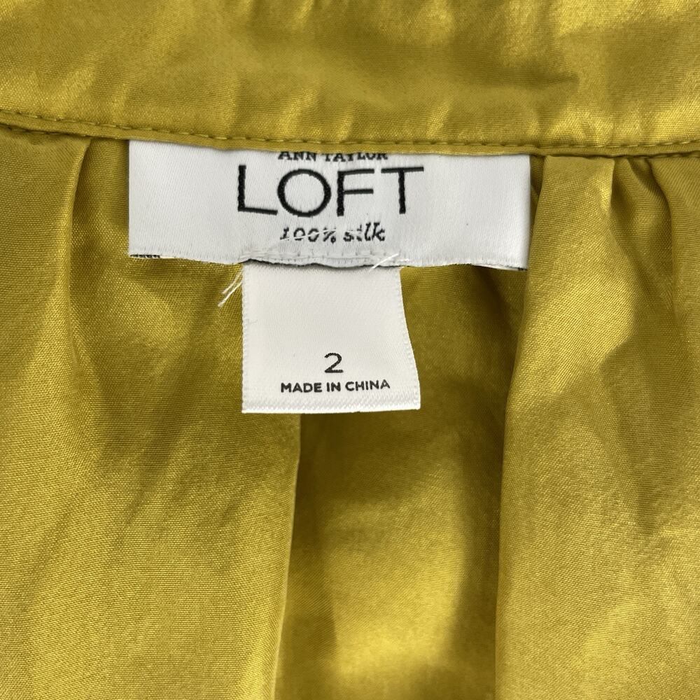 Ann Taylor Loft Silk Sleeveless Ruflles Dress Mustard Yellowsize 2 - Picture 4 of 5